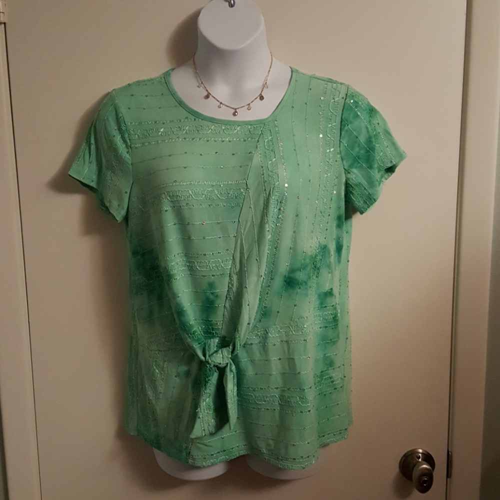 Cato Large Blingy Top With Front Tie Knot